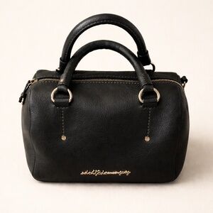 Adolfo Dominguez Boston Bag with Removable Strap, Black, Genuine Leather